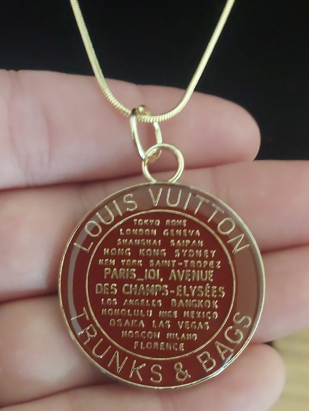 LV Brown Trunks & Bags Charm Pendant Necklace 18KT GP